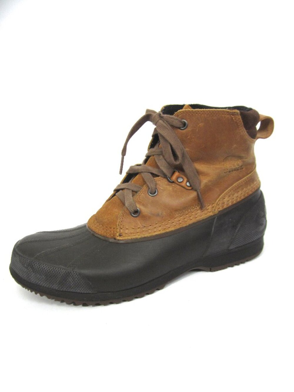 Sorel Mens Size 10.5 Ankeny Duck Boots Mid Ankle Brown Leather Rubber
